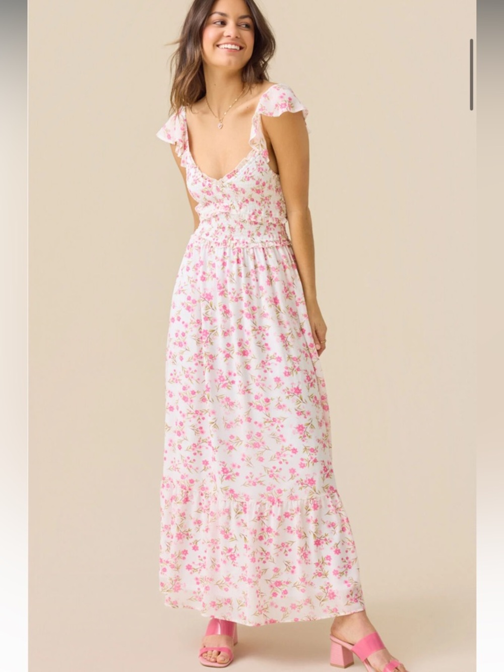 Pink Floral Maxi Dress Delia Altar’d State Floral Maxi Dress NWT